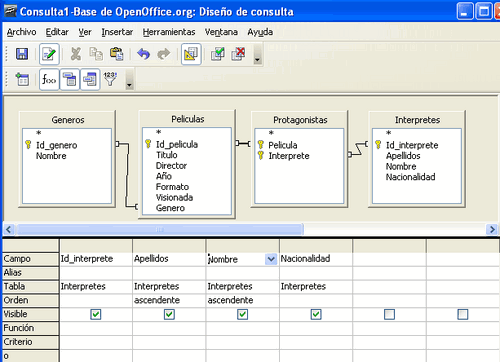 Creación de una consulta de varias tablas en vista diseño - Manual de  Apache OpenOffice Base