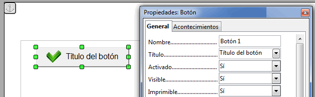Editando las propiedades del botón