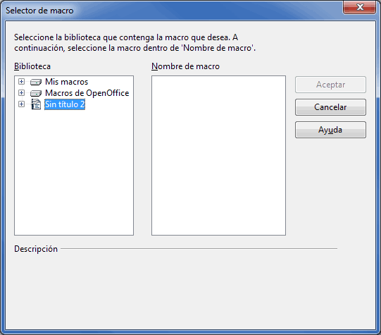 Diálogo Selector de macro