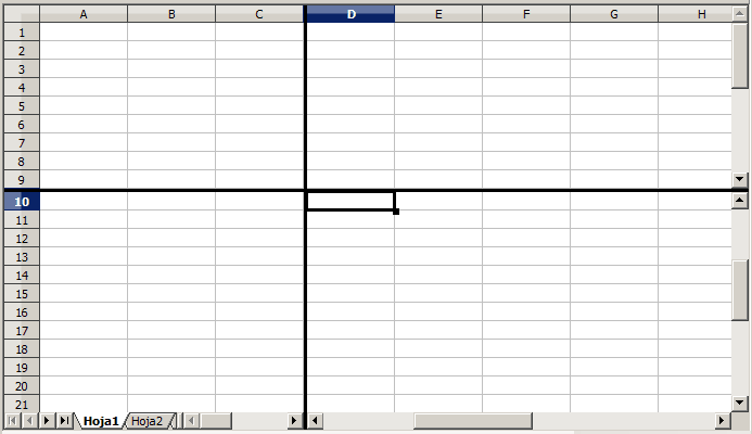 Calc -Dividir la ventana en OpenOffice Calc,.