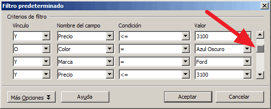 Filtro automático o autofiltro - Manual de Apache OpenOffice Calc