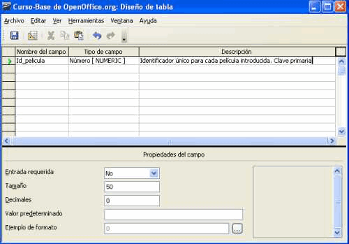 Creación de tablas - Manual de Apache OpenOffice Base