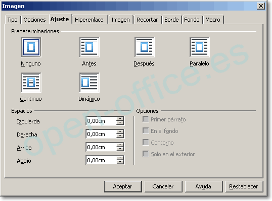 Propiedades de imagen - La pestaña Ajuste - Manual de Apache OpenOffice  Writer