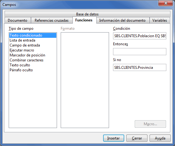 Insertar un campo condicional para combinar correspondencia