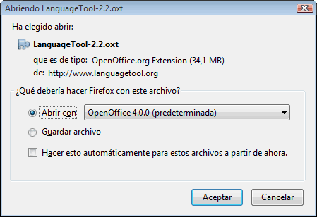 Instalar la extensión LanguageTool - Manual de OpenOffice Writer