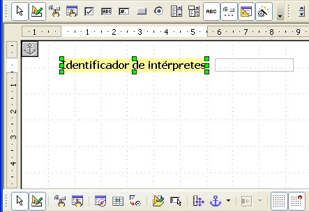 Etiqueta Identificador de intérpretes con fondo amarillo junto a su campo de texto