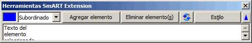 Barra de herramientas SmART con el editor de texto del elemento seleccionado desplegado