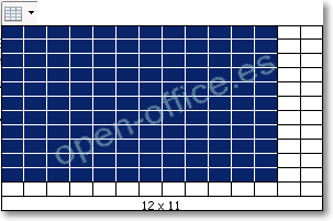Cuadrícula desplegable para insertar una tabla, con 12 columnas por 11 filas seleccionadas