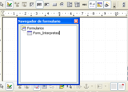 Navegador de formulario con el formulario nuevo renombrado como Form_Interpretes