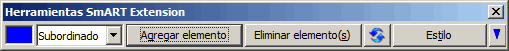 Barra de herramientas SmART Extension con el selector Subordinado y los botones Agregar elemento, Eliminar elemento(s) y Estilo
