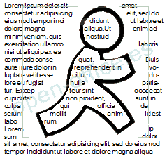 Figura con su contorno marcado en negro para editarlo y texto que lo rodea